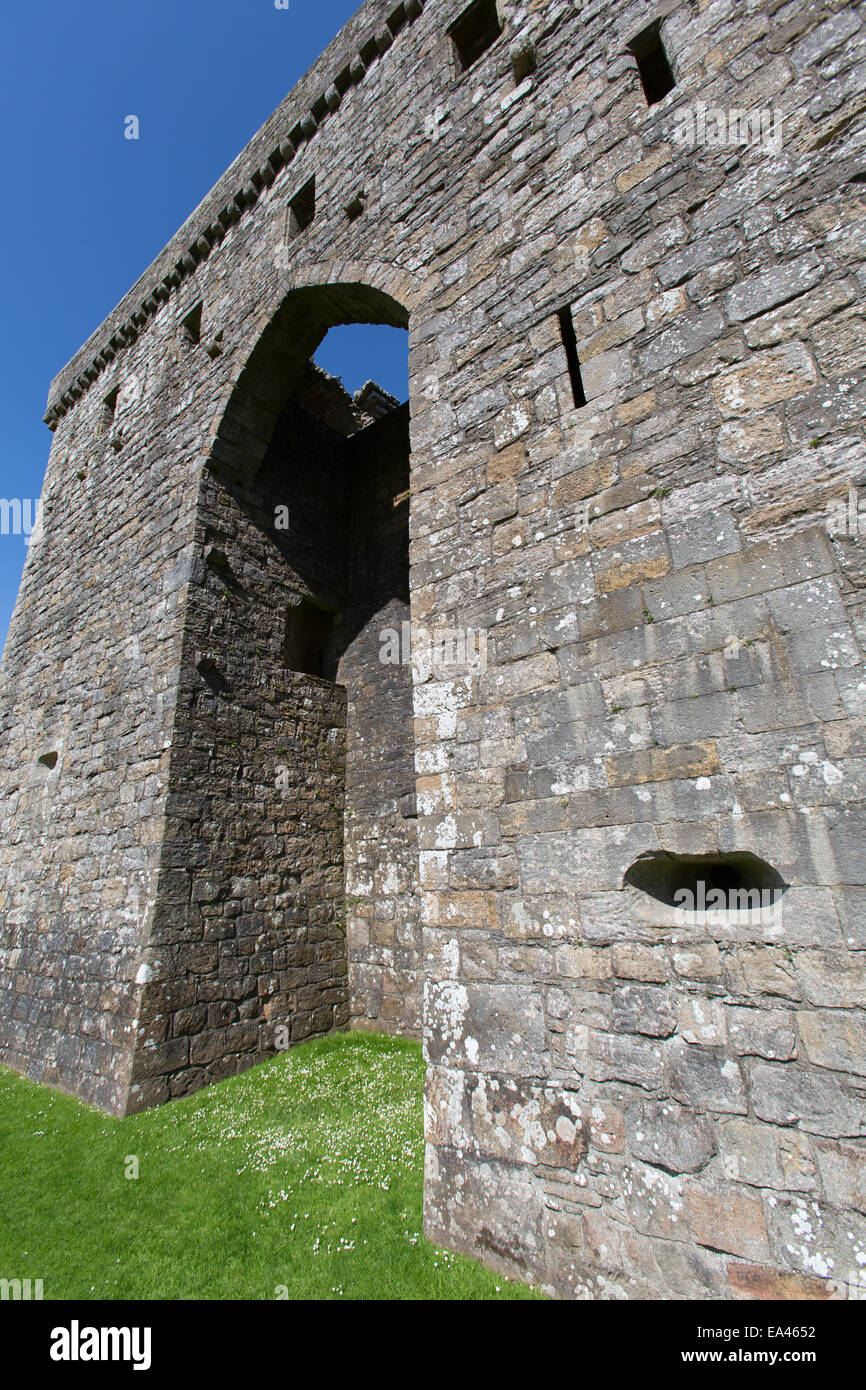 Hermitage Castle, Scotland. Close up view of the historic ruins of ...