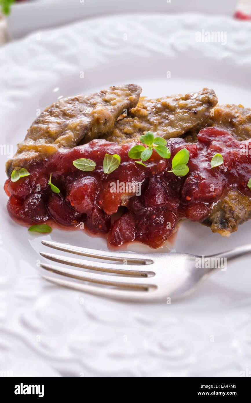 Liver with Cranberries Stock Photo Alamy