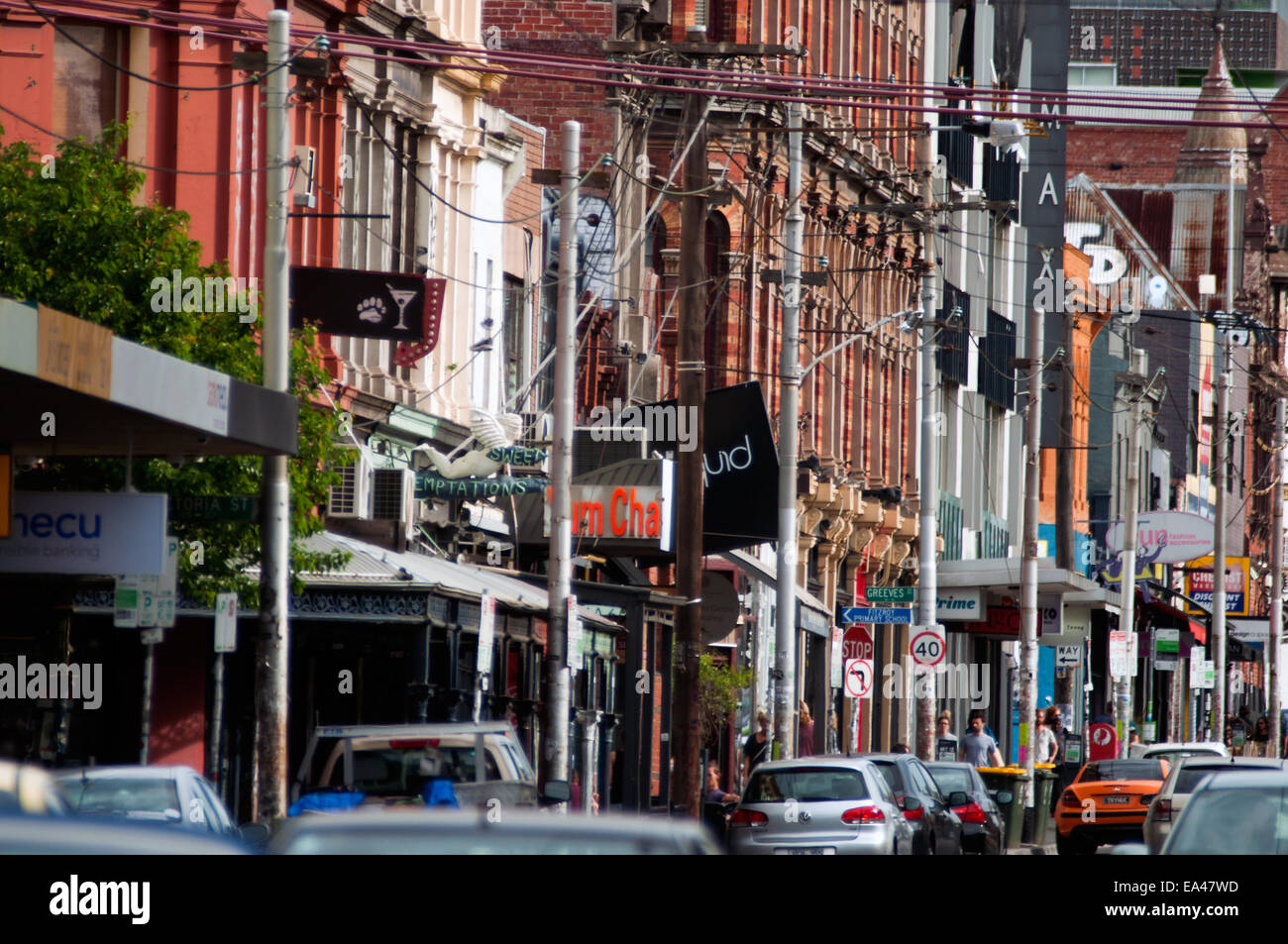 Brunswick Street architecture and street scene, Fitzroy, Melbourne, Victoria, Australia Stock
