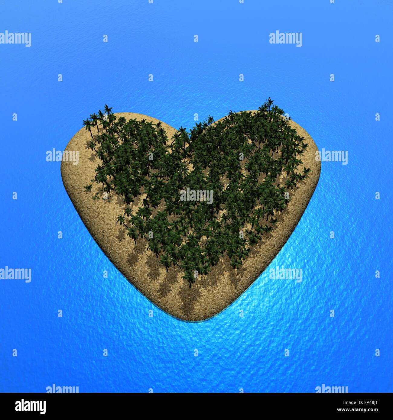 Heart island - 3D render Stock Photo