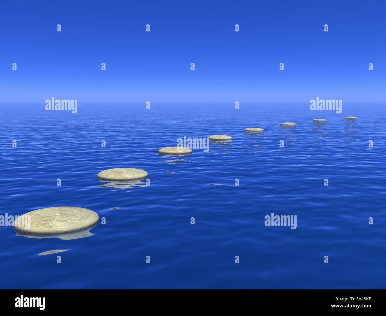 Steps into blue - 3D render Stock Photo - Alamy