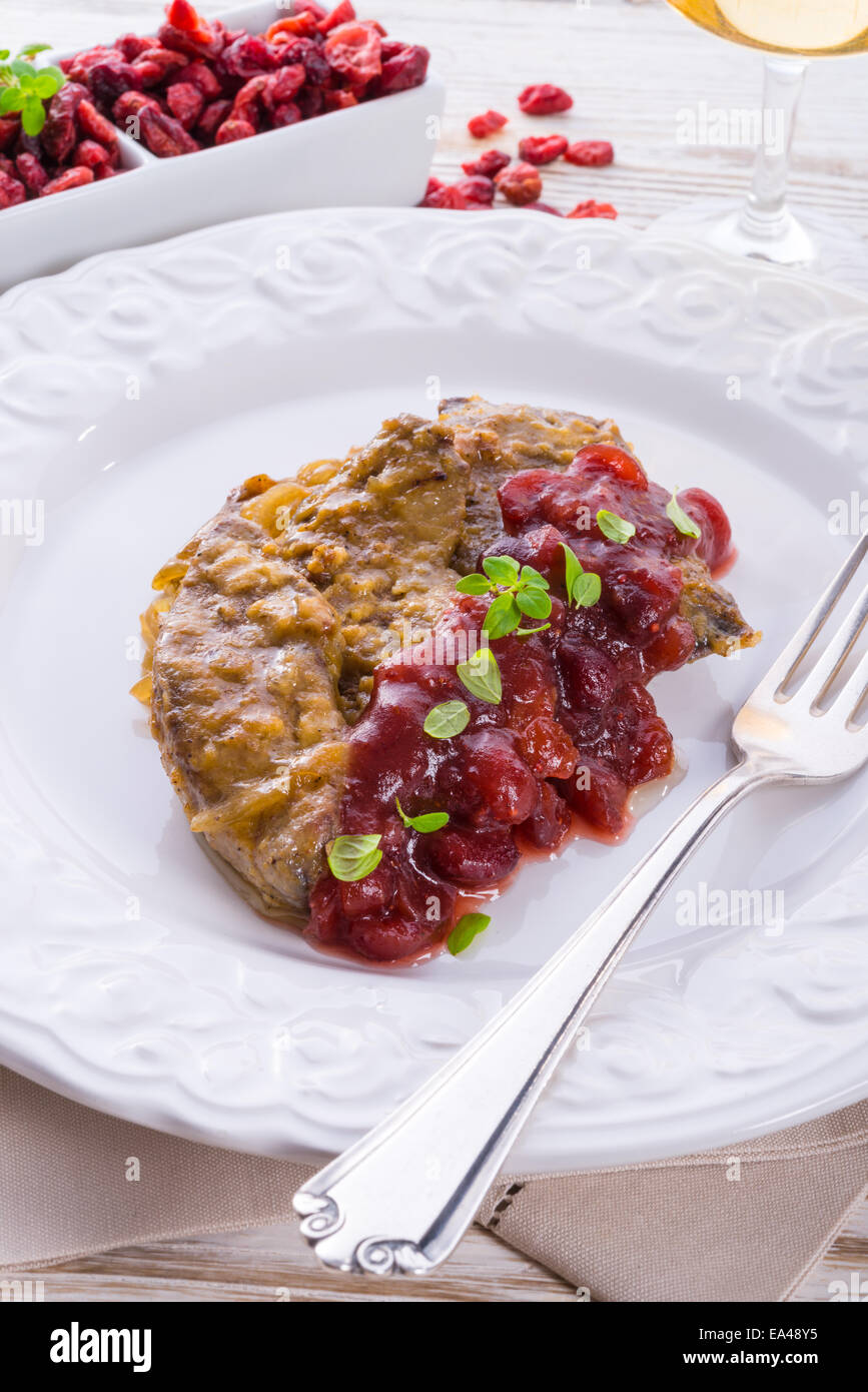 Liver with Cranberries Stock Photo Alamy