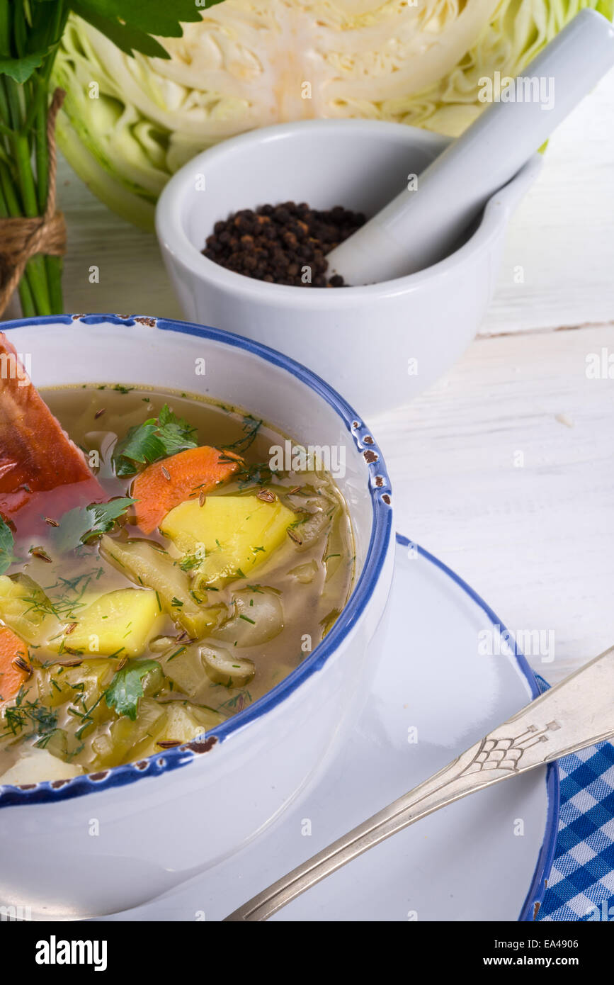 cabbage stew with meat Stock Photo Alamy