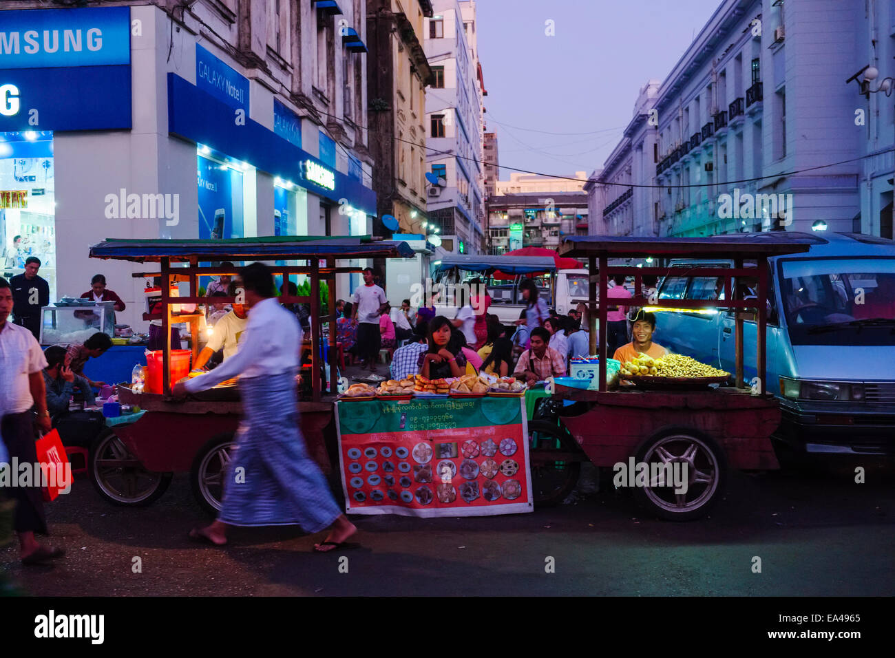Street market in Yangon, Myanmar Stock Photo