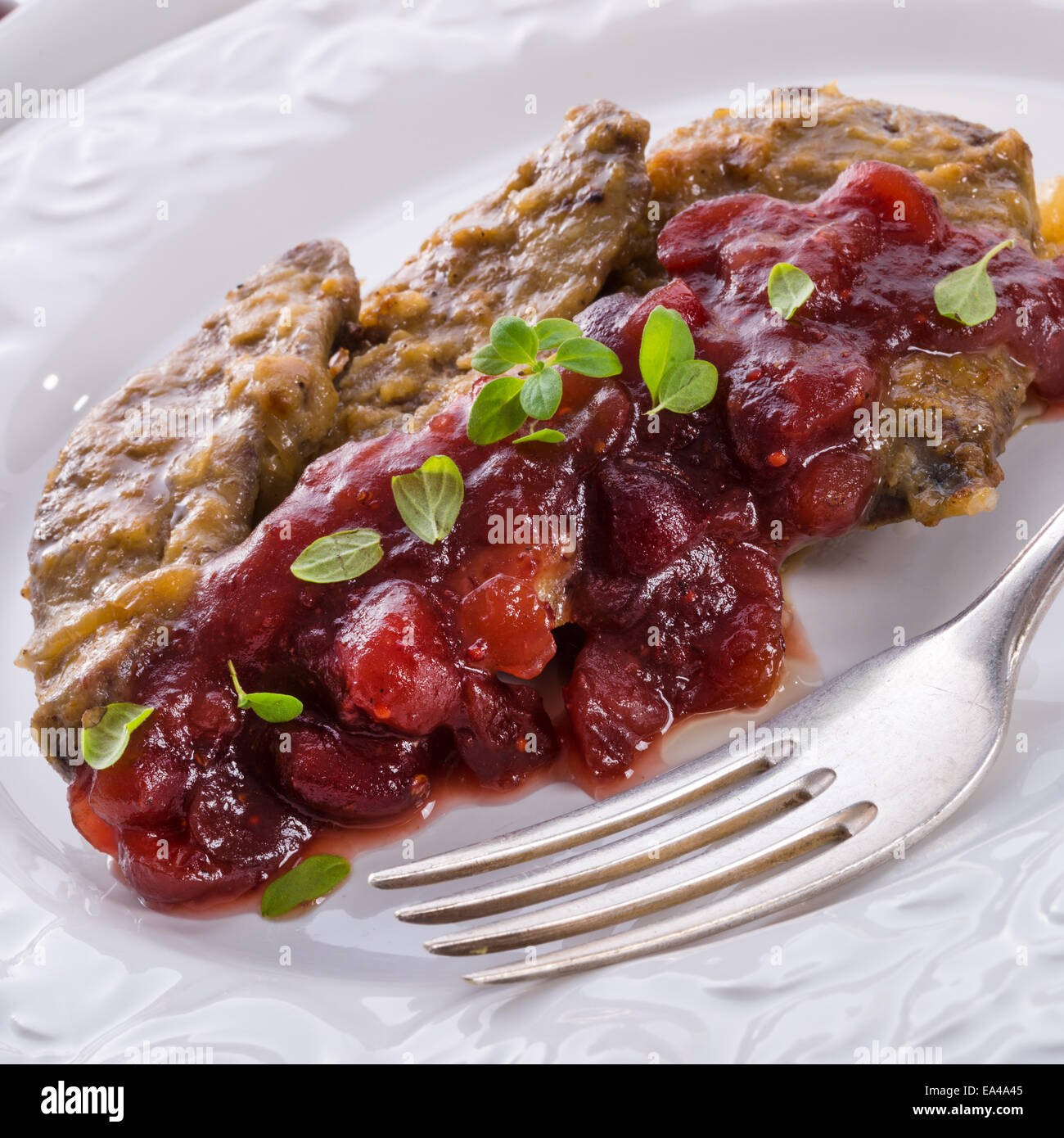 Liver with Cranberries Stock Photo Alamy