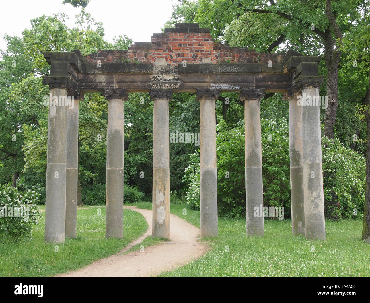 Sieben Saeulen ruins in Dessau Germany Stock Photo