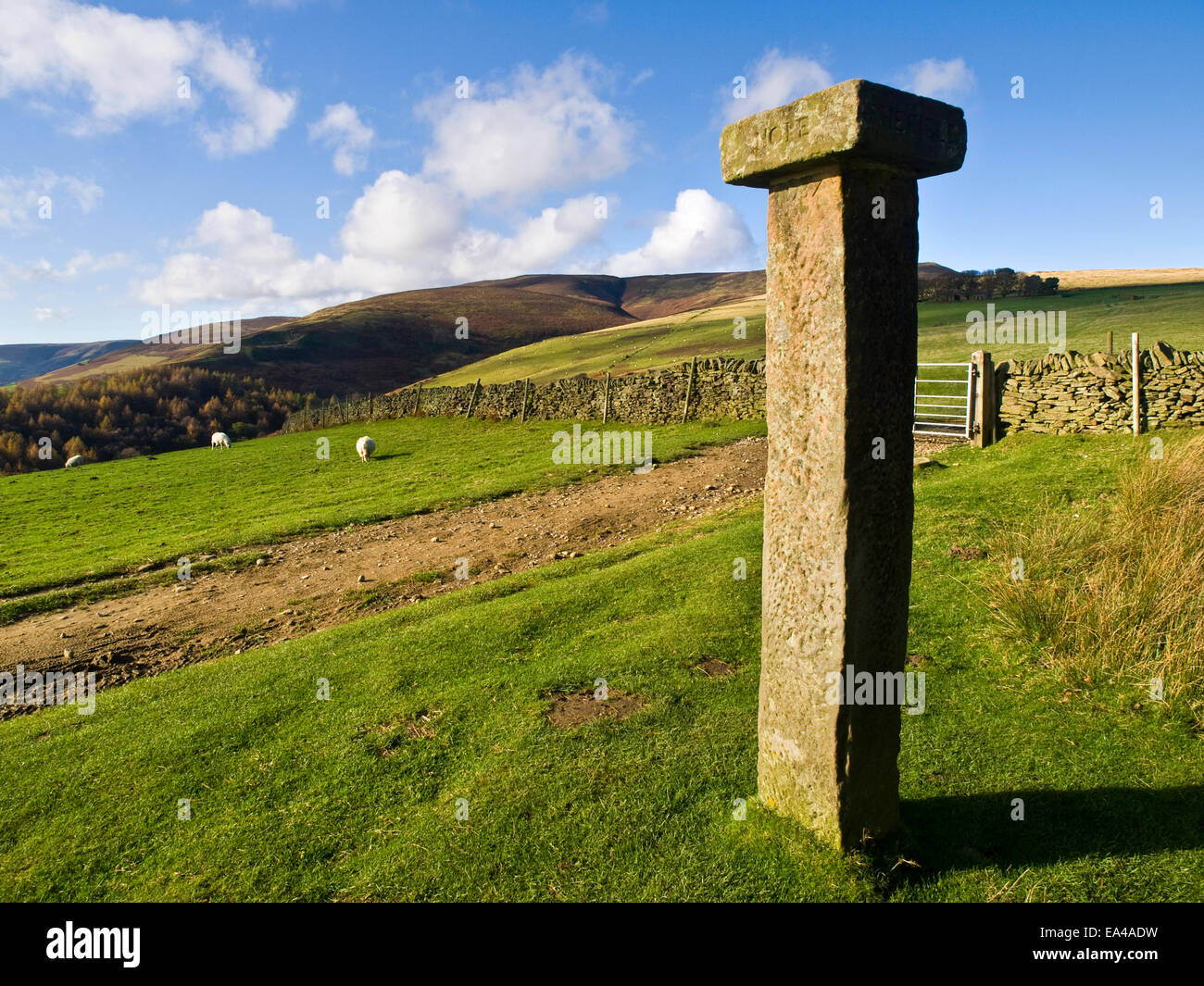 Hope Cross on Win Hill in the Peak District, UK Stock Photo