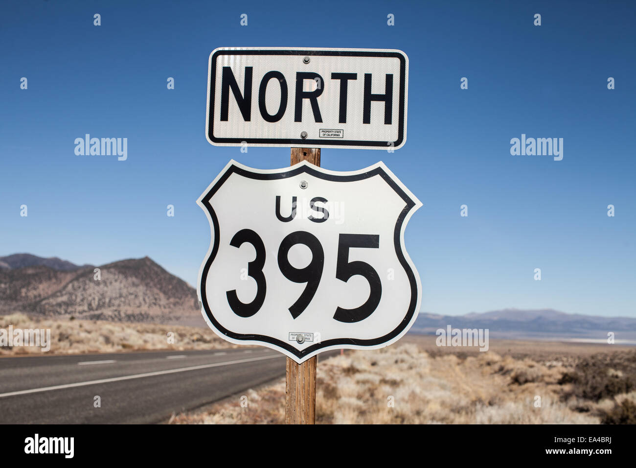 U.S. Route 395 North sign. Stock Photo