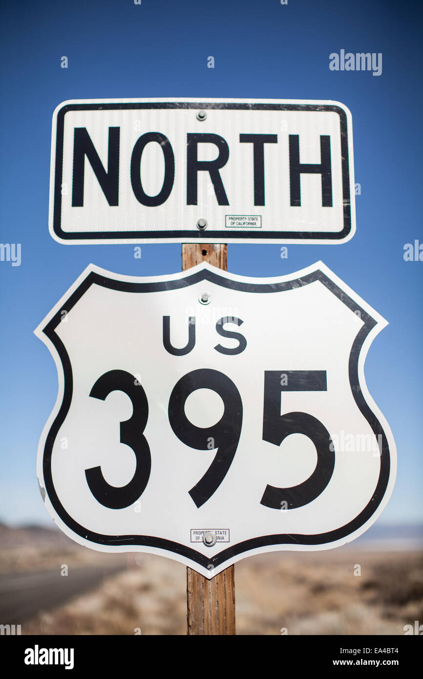 U.S. Route 395 North sign. Stock Photo