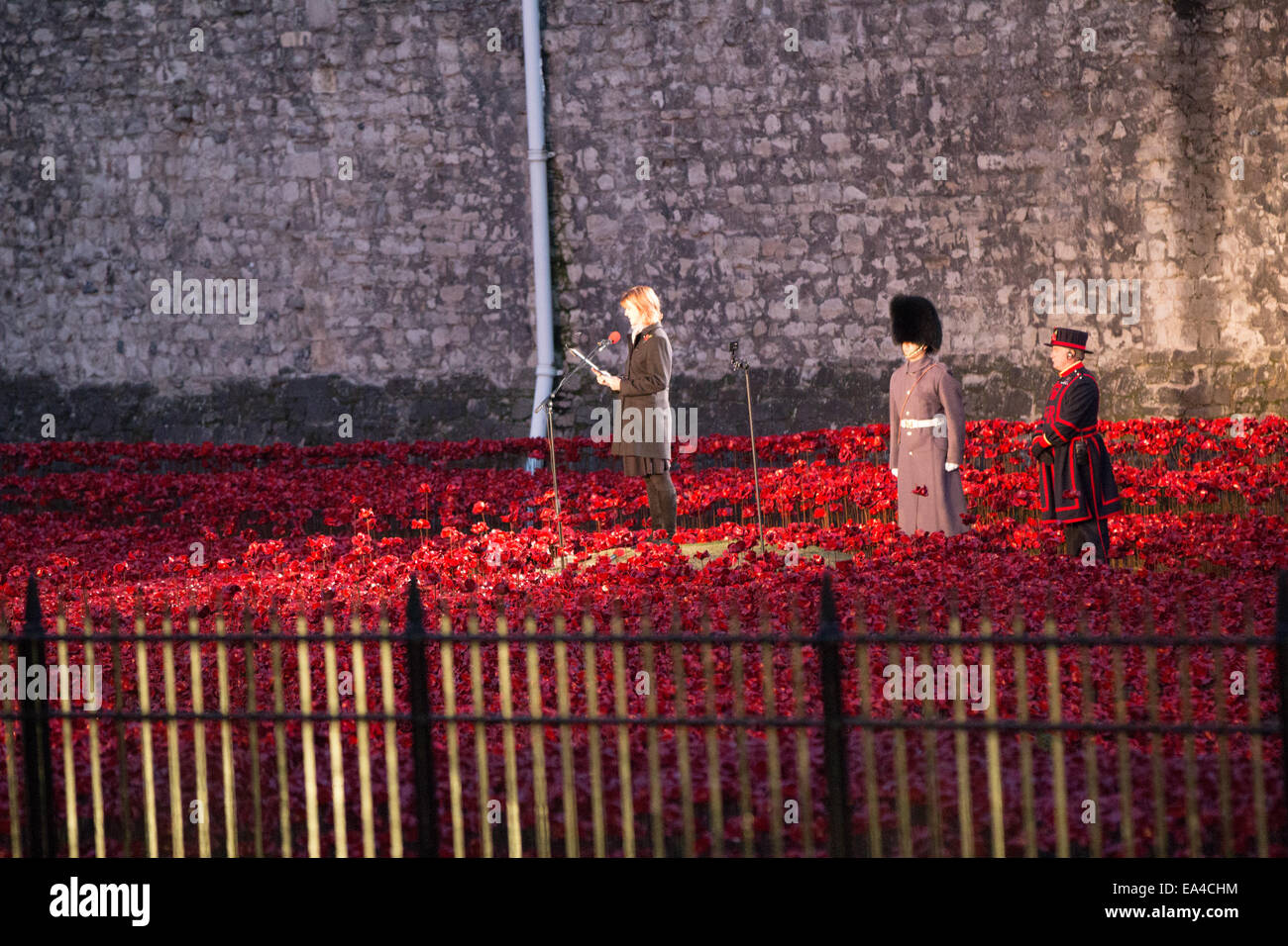 The Last Post ceremony at The Tower of London inside the dry moat Stock