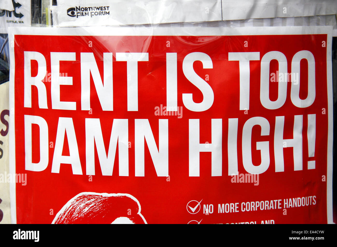 Rent is too damn high! Poster in Seattle, USA Stock Photo Alamy