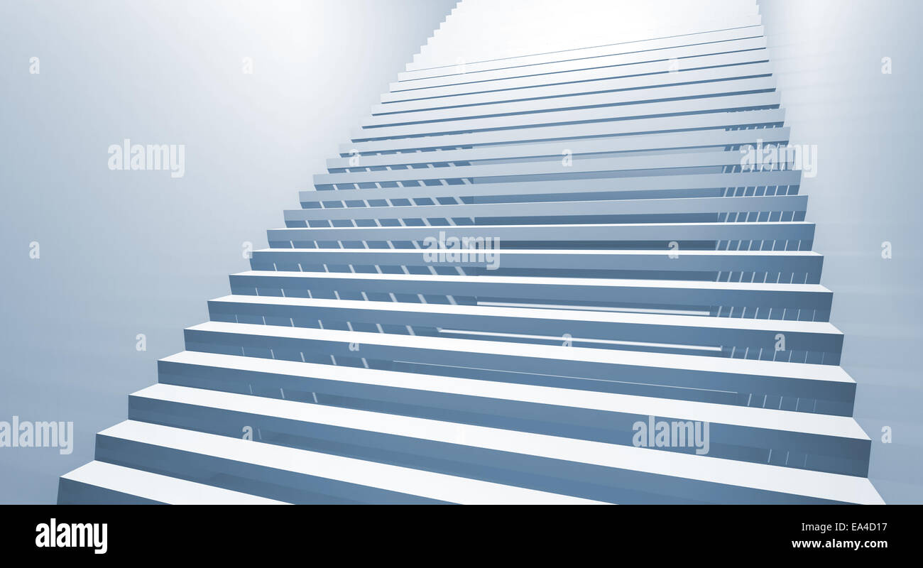 Abstract blue 3d interior background with staircase goes up Stock Photo ...