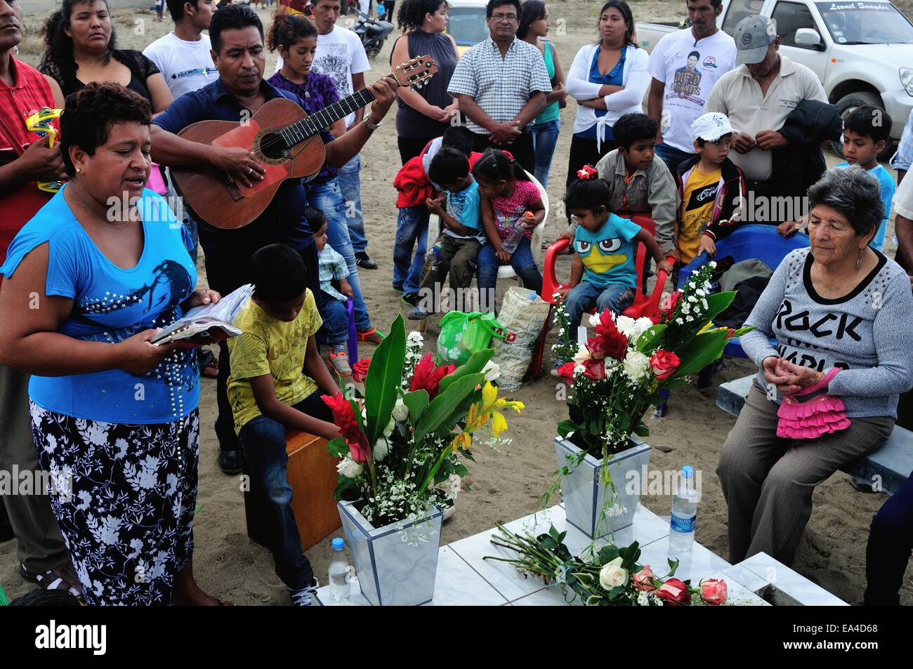 Peruvian cajon - Day of The Dead - Cemetery in PUERTO PIZARRO . Department of Tumbes .PERU Stock Photo