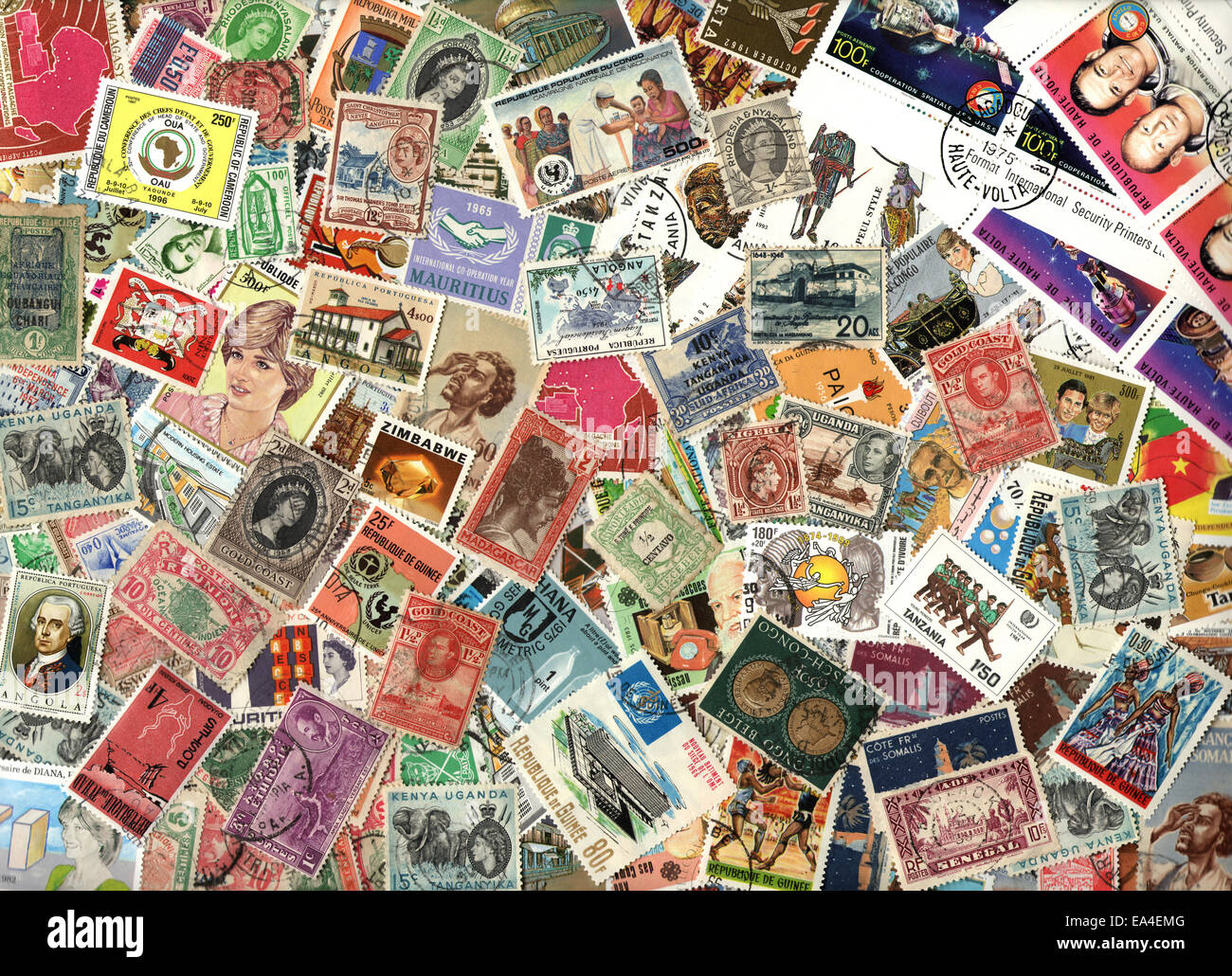 Background of the postage stamps issued in miscellaneous countries  display picture 1