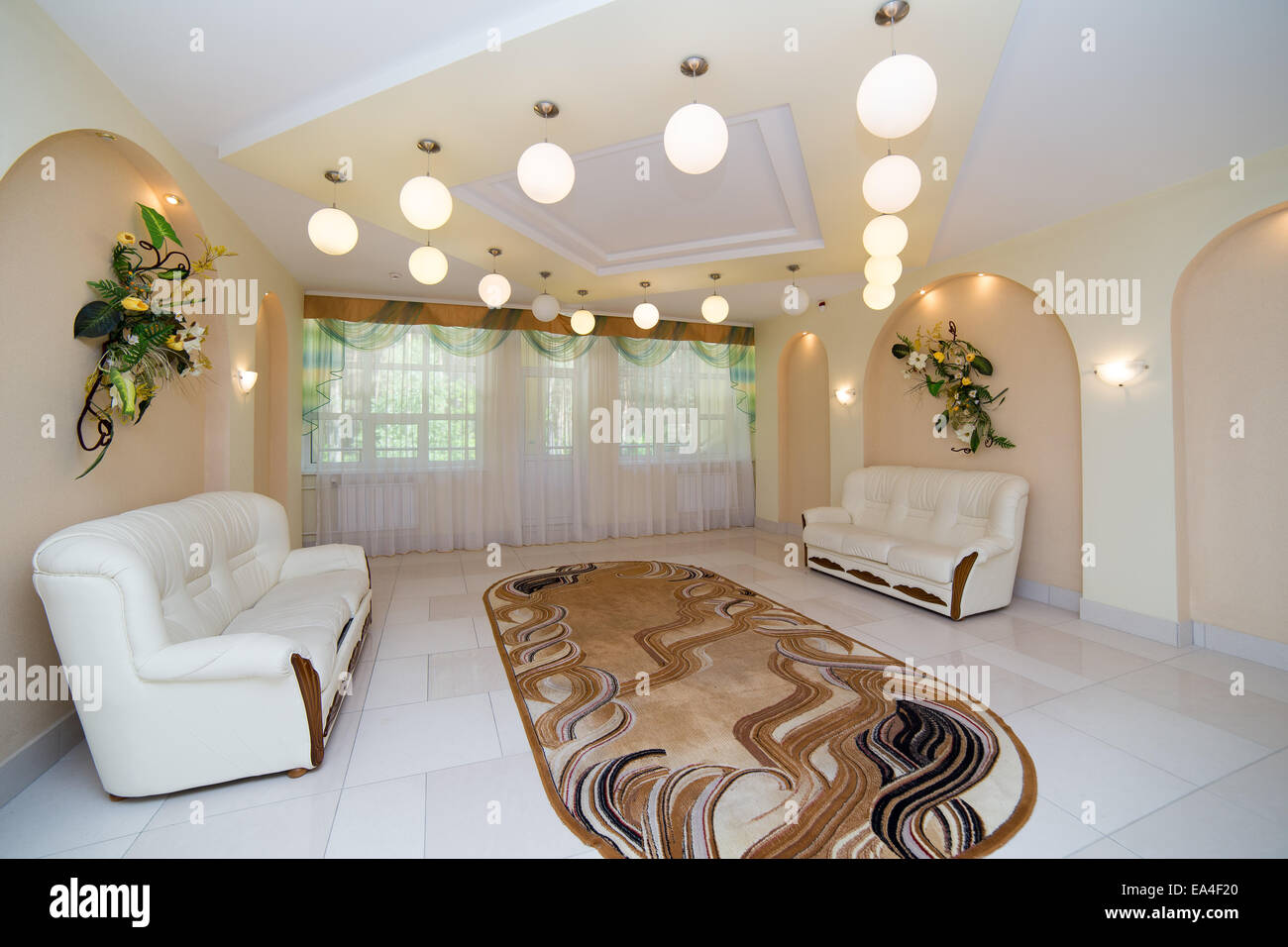 Luxury lobby in hotel, reception hall interior design Stock Photo - Alamy