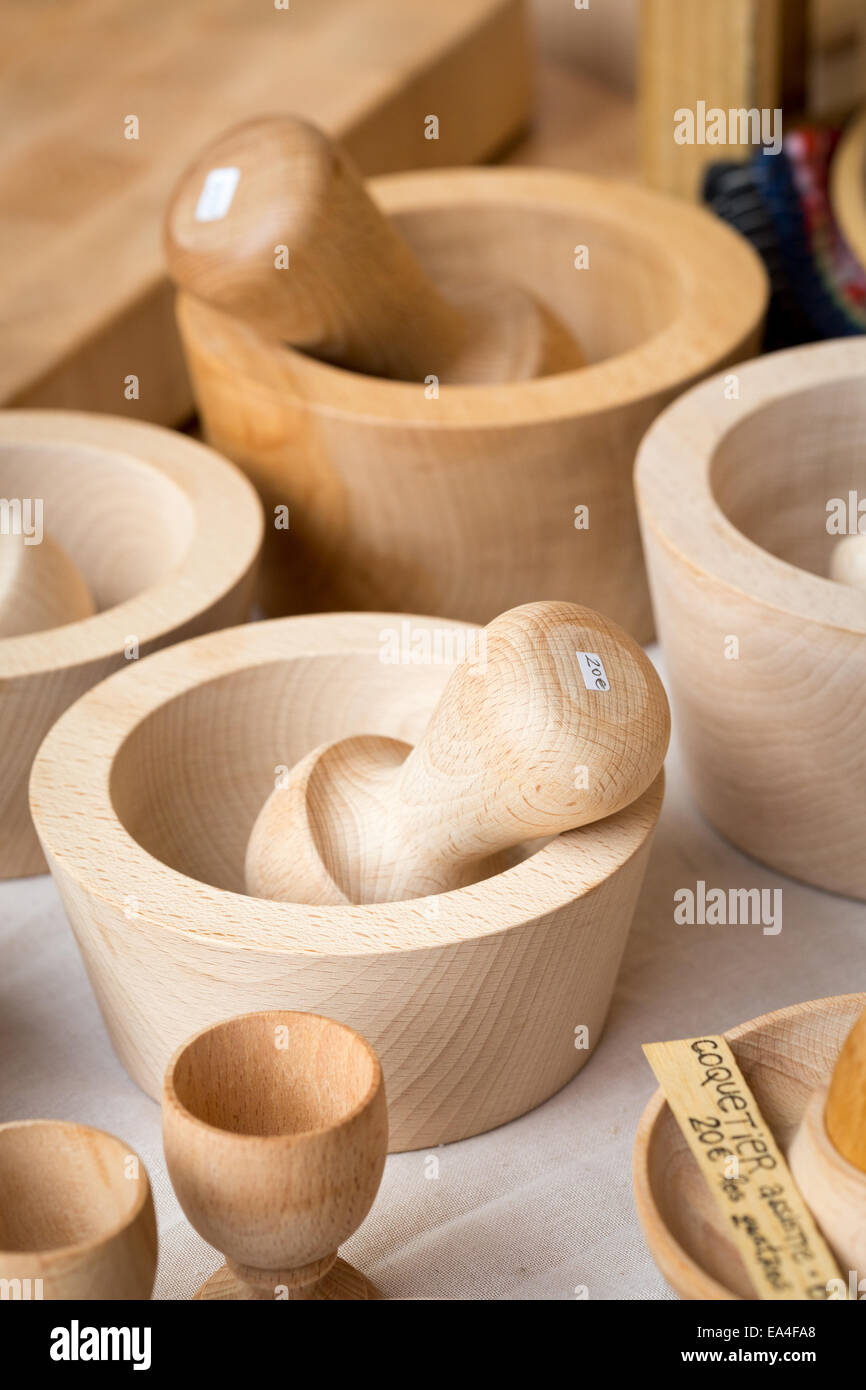 Wooden mortar & pestle and other wooden handmade kitchen tools