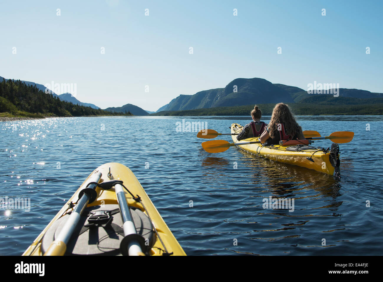 Kayaking in Gros Morne National Park; Trout River, Newfoundland, Canada
