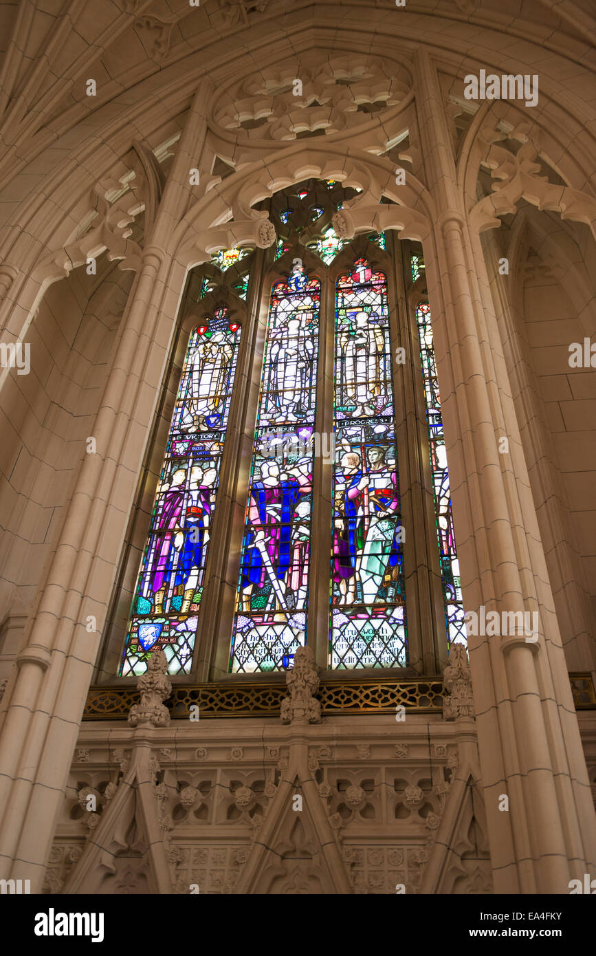 Colourful stained glass windows and ornately designed walls; Ottawa