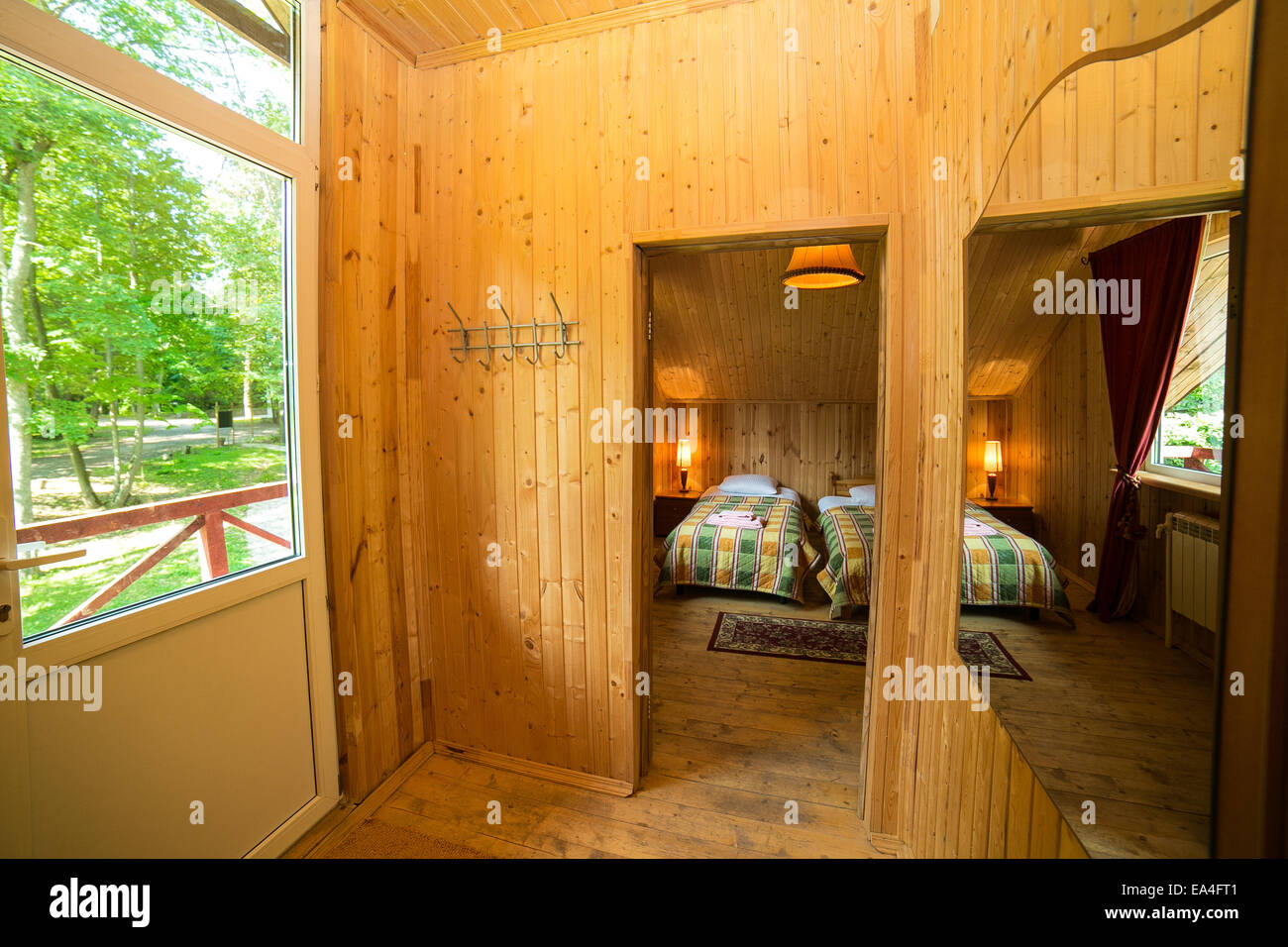 Interior of wooden house Stock Photo