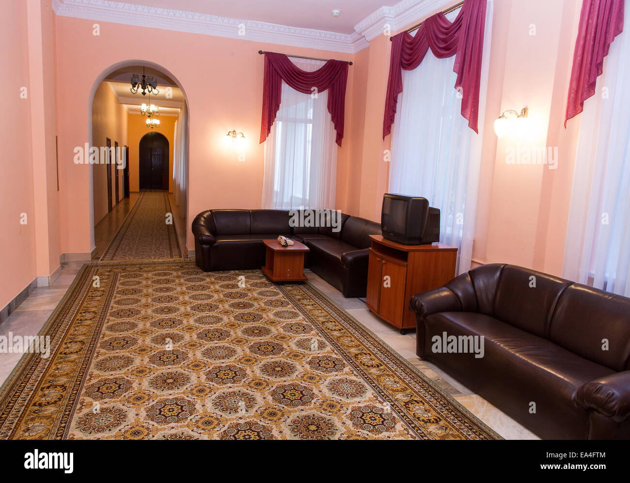 Luxury lobby in hotel, reception hall interior design Stock Photo