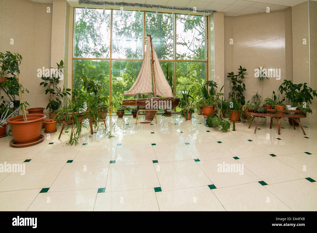 Luxury lobby in hotel, reception hall interior design Stock Photo