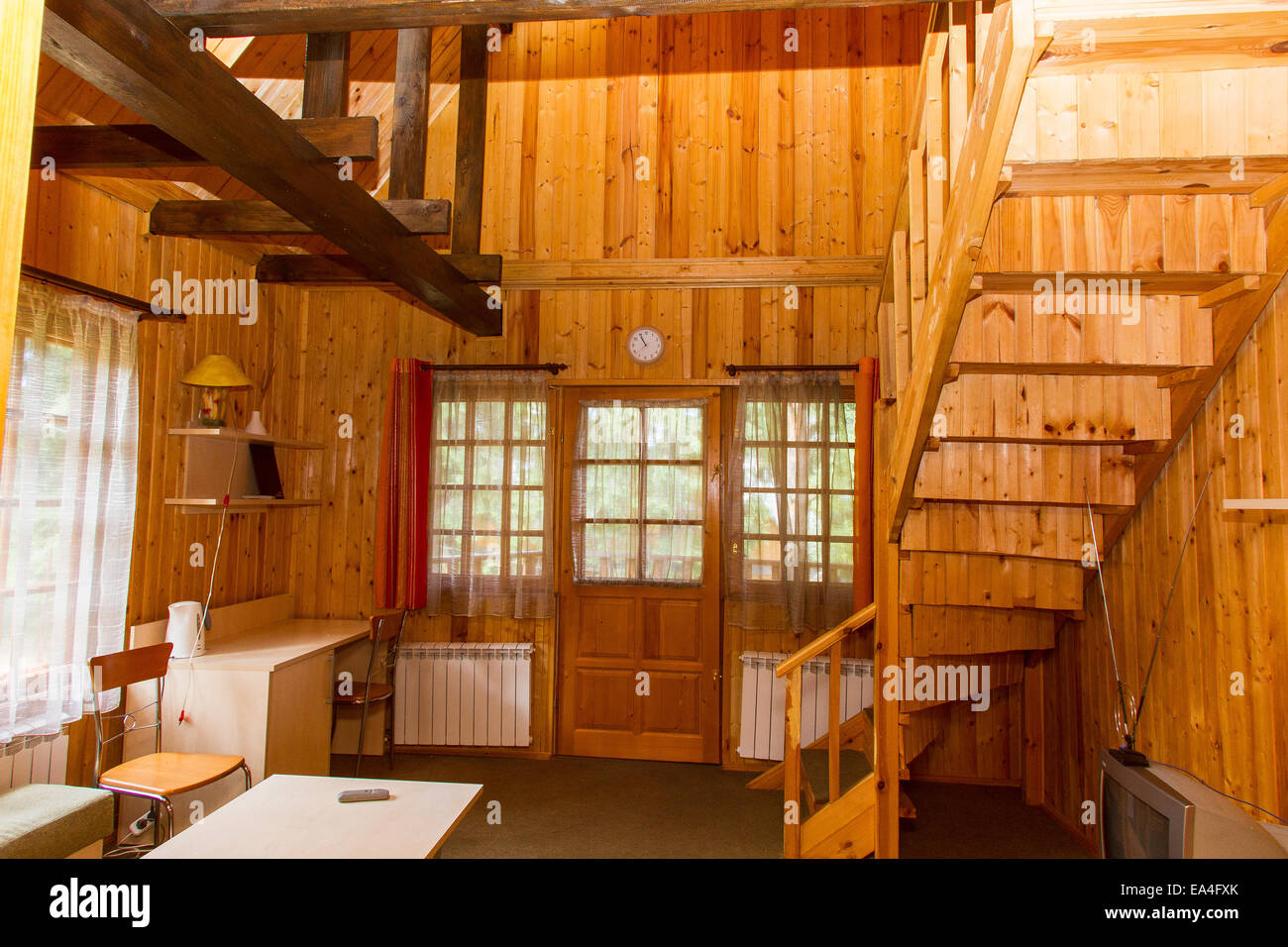 Wooden house interior Stock Photo