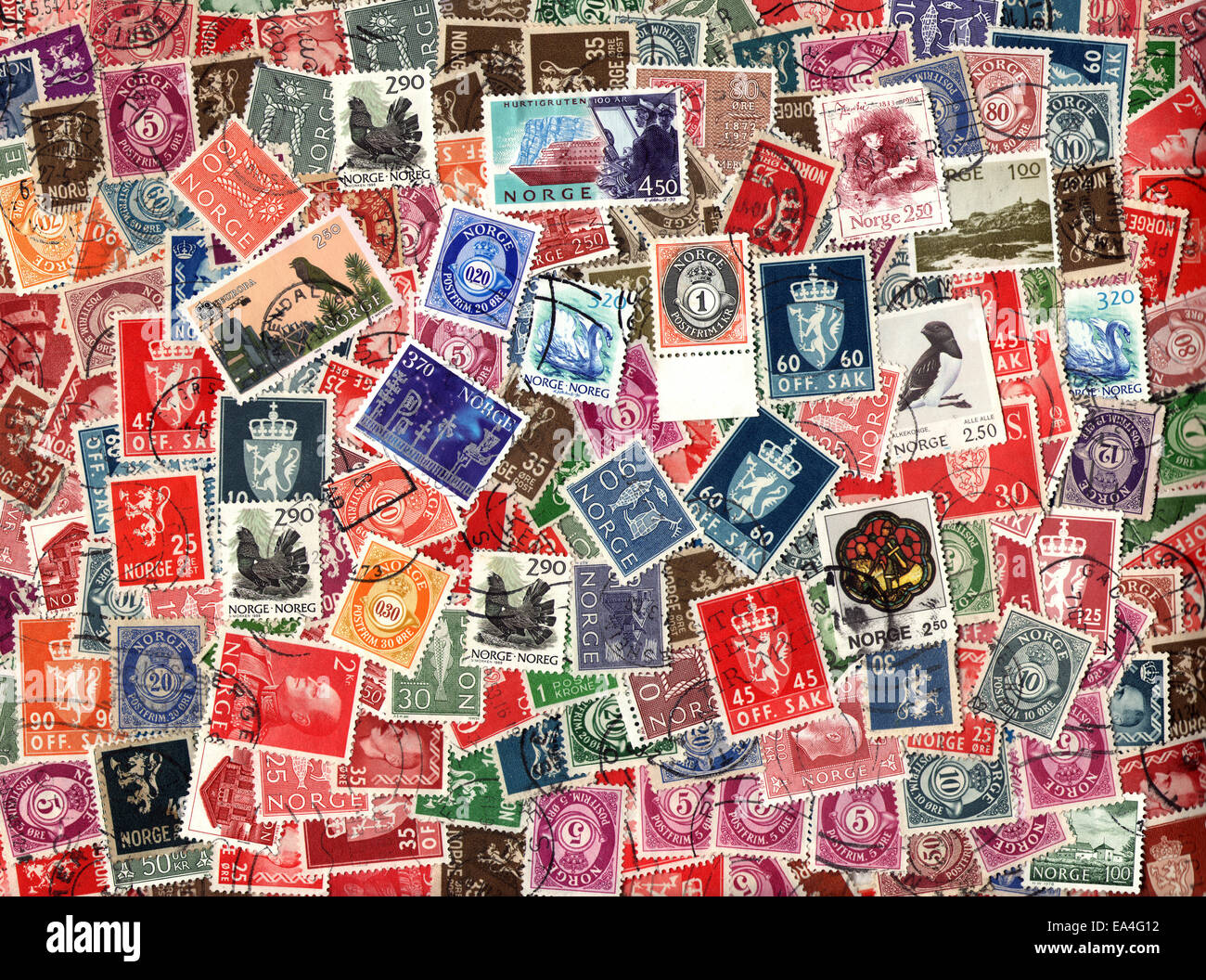 Background of the postage stamps issued in Norway Stock Photo - Alamy