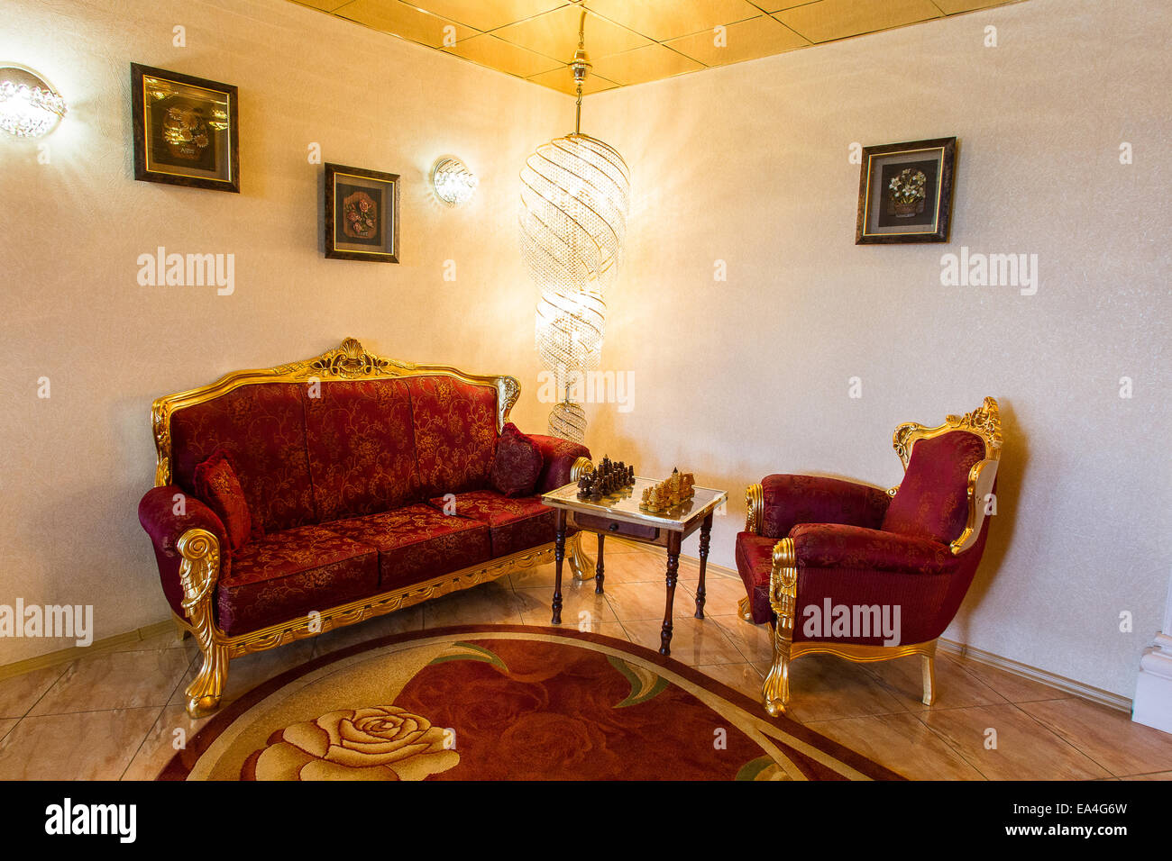 Luxury lobby in hotel, reception hall interior design Stock Photo