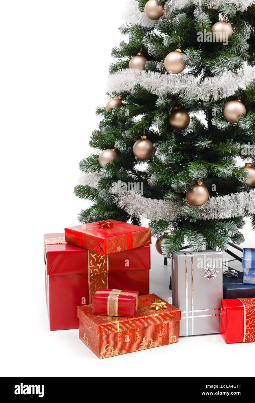 Decorated christmas tree lots presents hires stock photography and