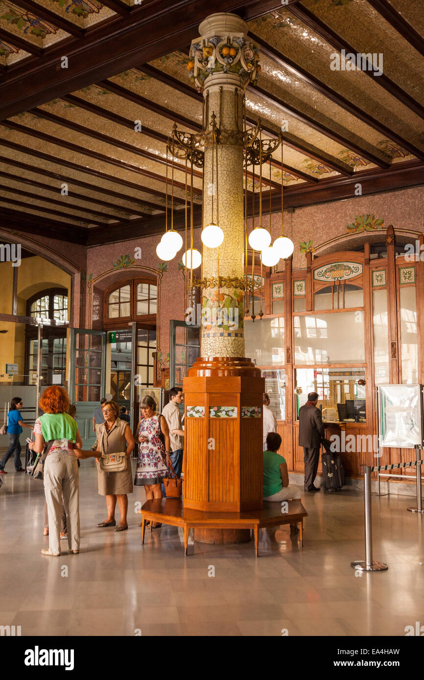 Ticket hall at the train station in Valencia, Spain. Stock Photo