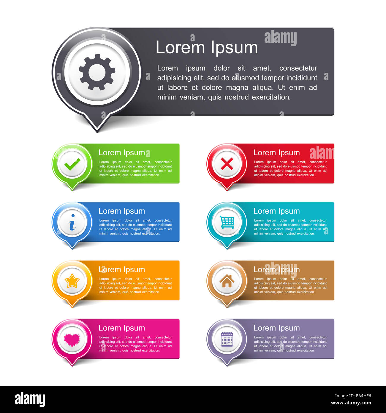 Set of design elements with icons Stock Photo - Alamy