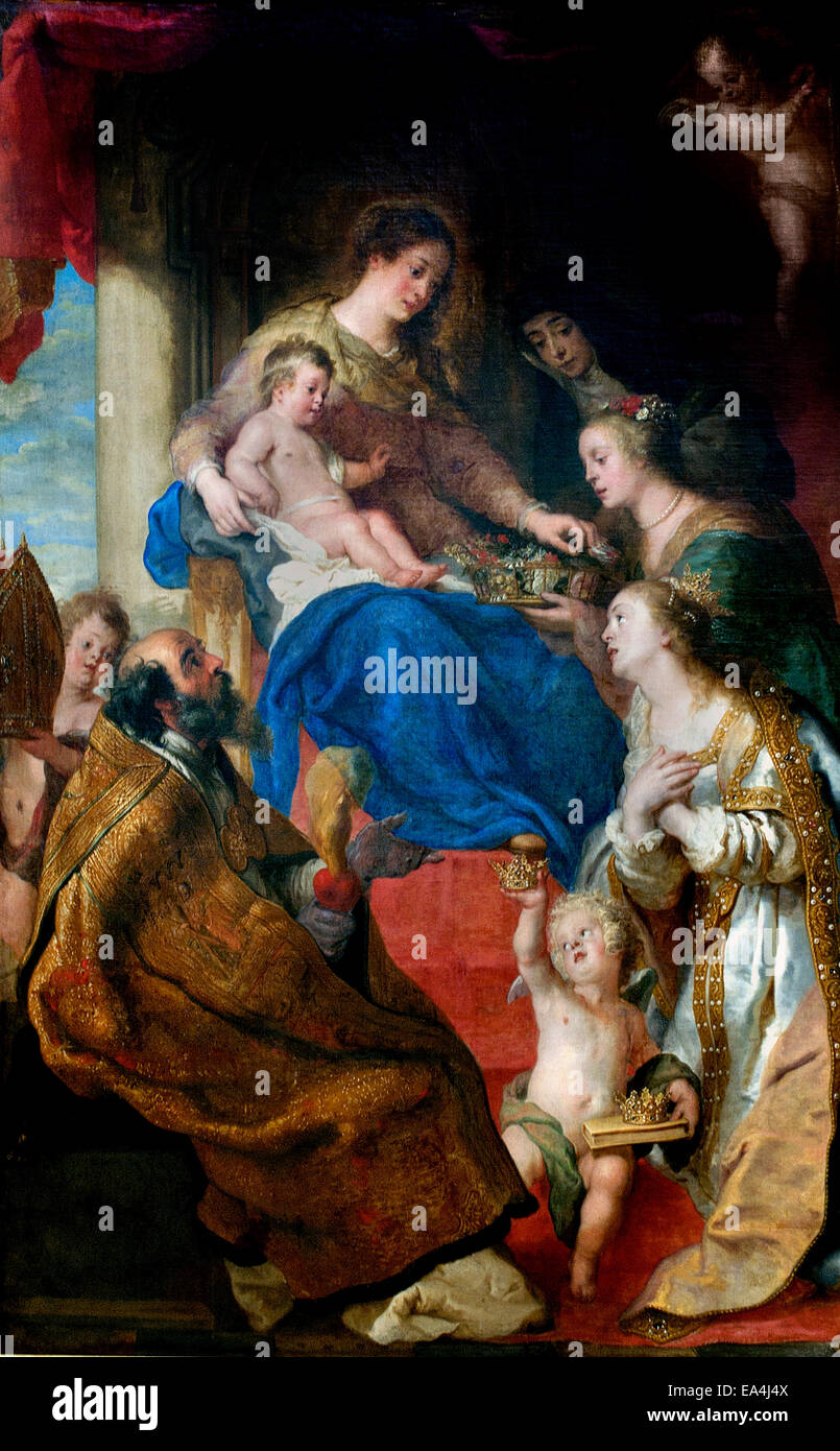 St Elizabeth of Hungary kneeling before the Virgin by Gaspar de Crayer - Gaspard de Crayer (1582 - 1669) Flemish Belgian Belgium Stock Photo