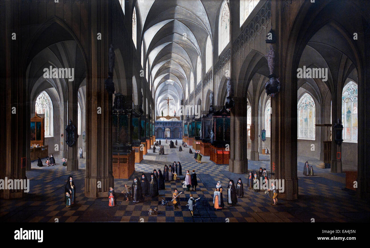 Antwerp cathedral Pieter Neeffs I also Neefs 1578 – 1656 Flemish Belgian Belgium Stock Photo