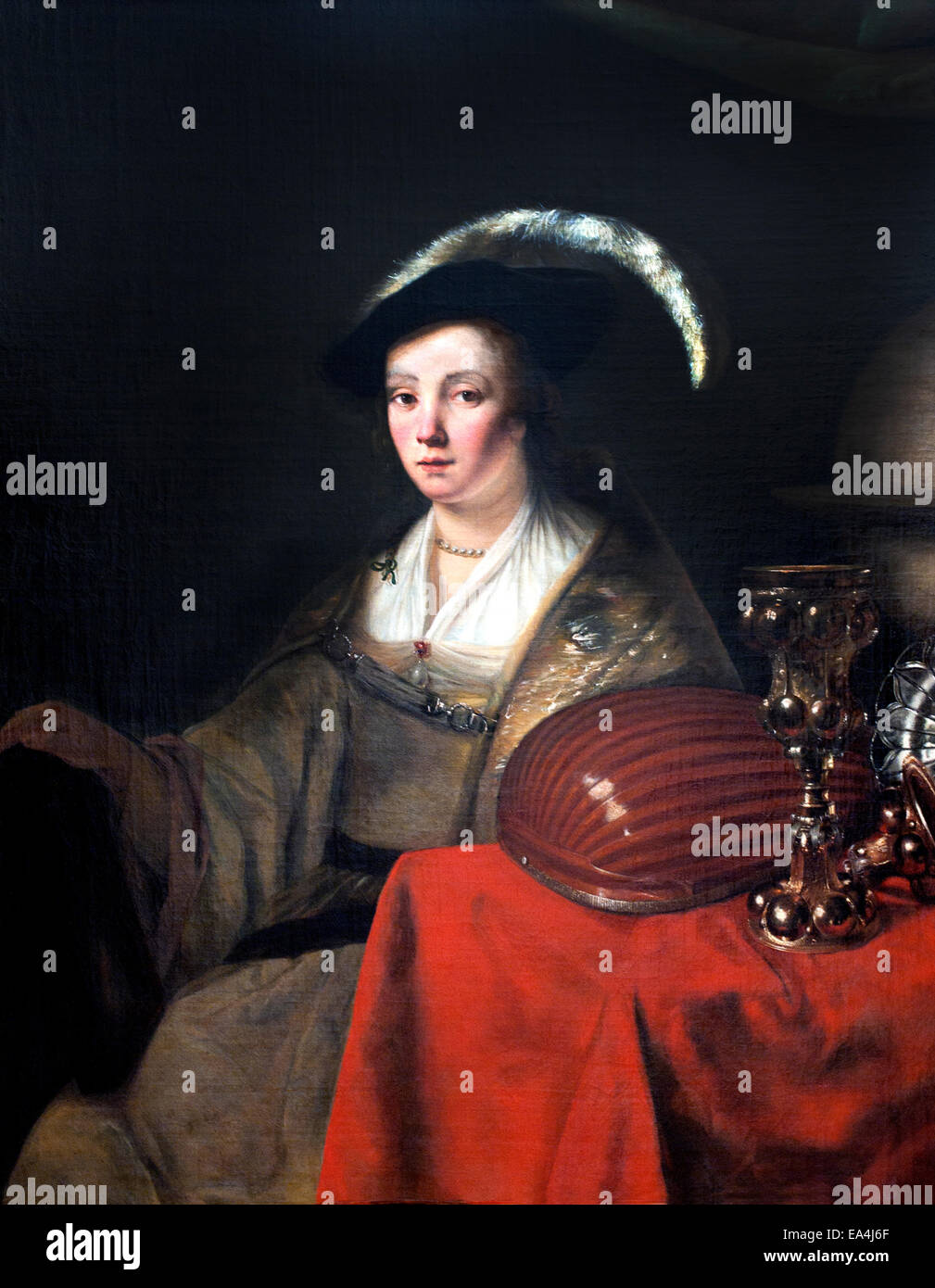 Allegorical portrait by Jürgen Ovens (1623 – 9 December 1678) Dutch Netherlands ( Pupil Rembrandt ) Stock Photo