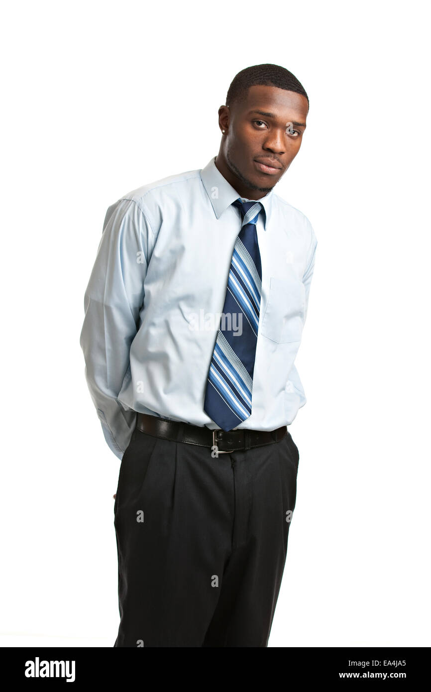 Natural Looking Smiling Young African American Businessman on Isolated ...