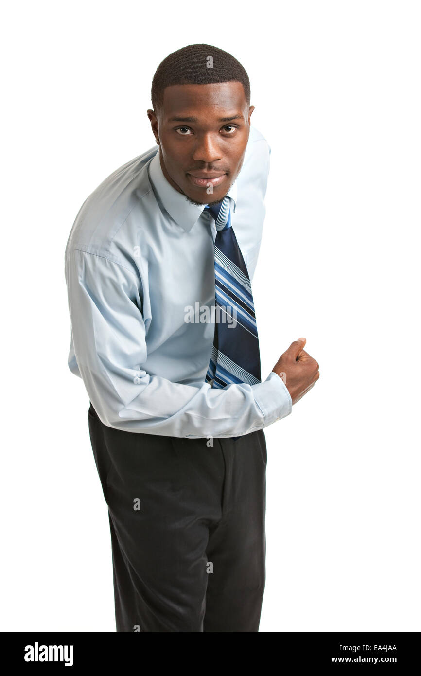 Natural Looking Smiling Young African American Businessman on Isolated ...