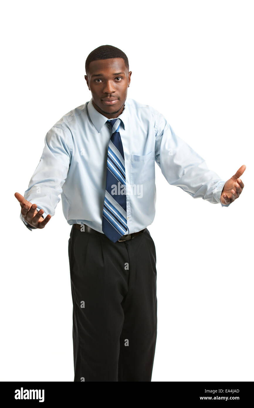 Natural Looking Smiling Young African American Businessman on Isolated ...