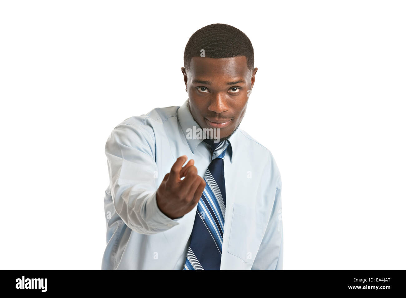 Natural Looking Smiling Young African American Businessman on Isolated ...
