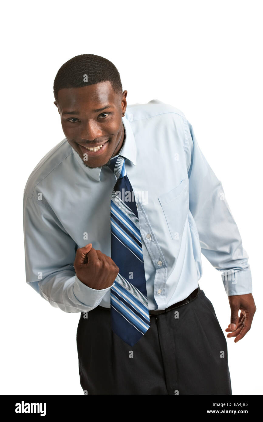 Natural Looking Smiling Young African American Businessman on Isolated ...