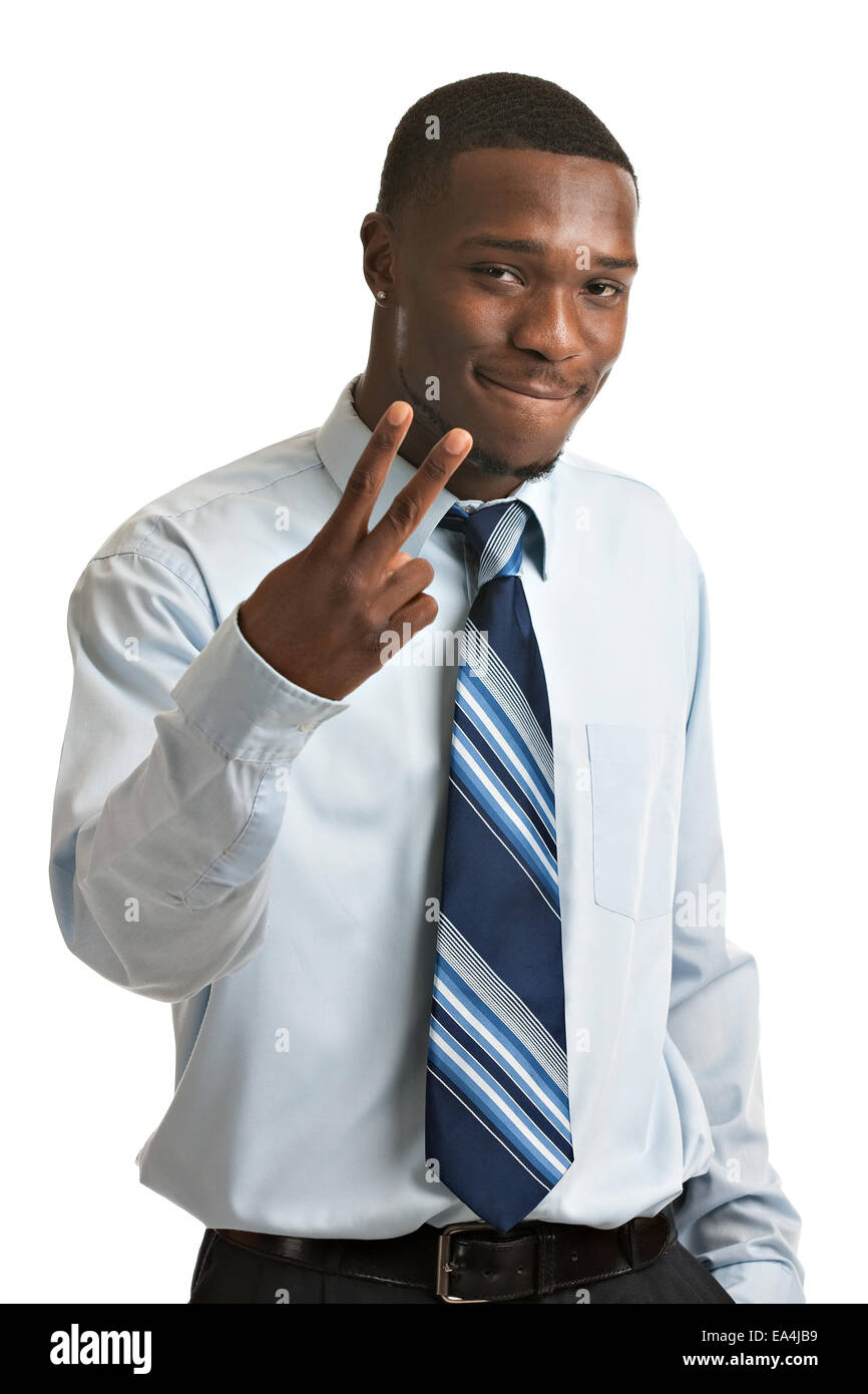 Natural Looking Smiling Young African American Businessman on Isolated ...