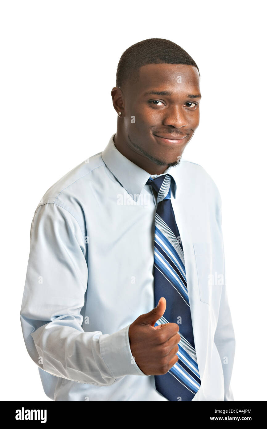 Natural Looking Smiling Young African American Businessman on Isolated ...
