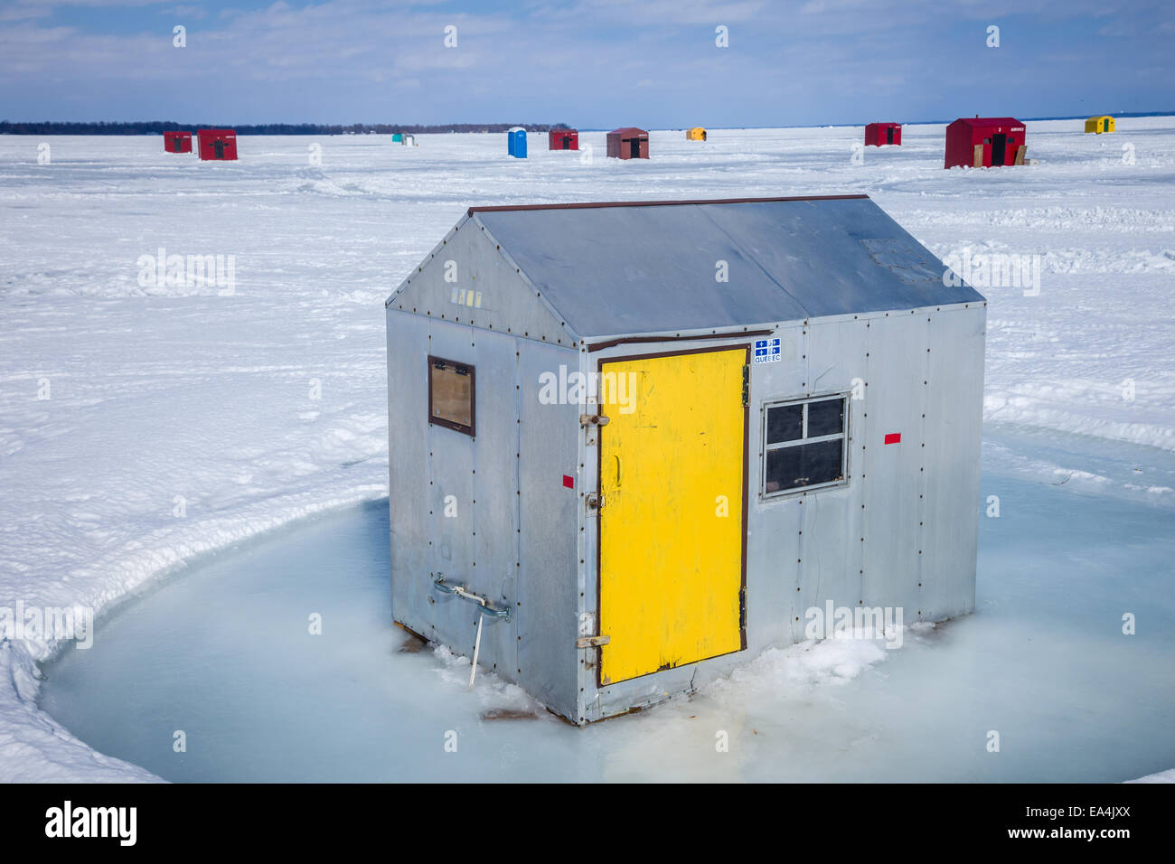 Ice Fishing Huts on Lake Simcoe Stock Photo - Alamy