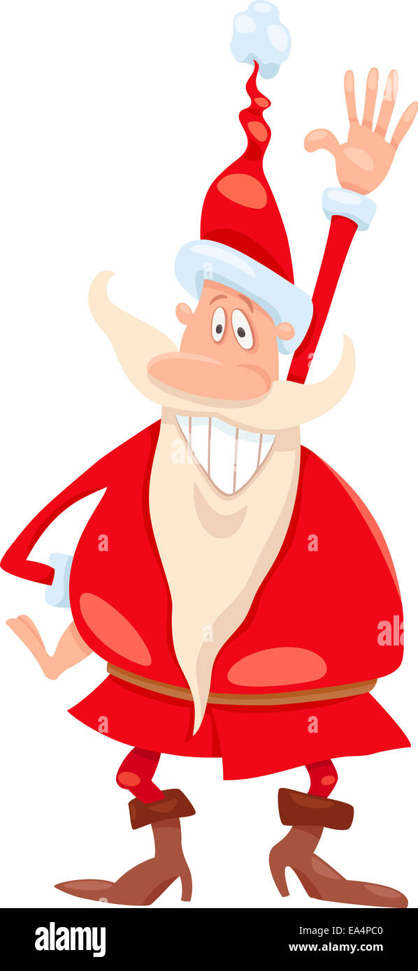 Cartoon Illustration of Funny Santa Claus or Papa Noel Stock Photo - Alamy