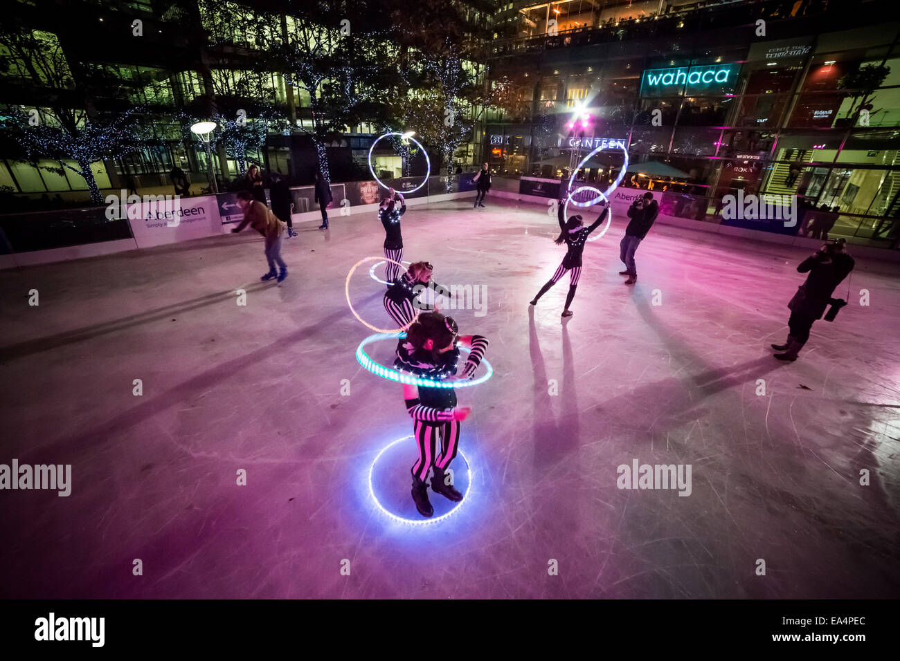 Torching Ice Rink London, UK. 6th Nov, 2014. Canary Wharf Ice Rink launches with ‘Human ...