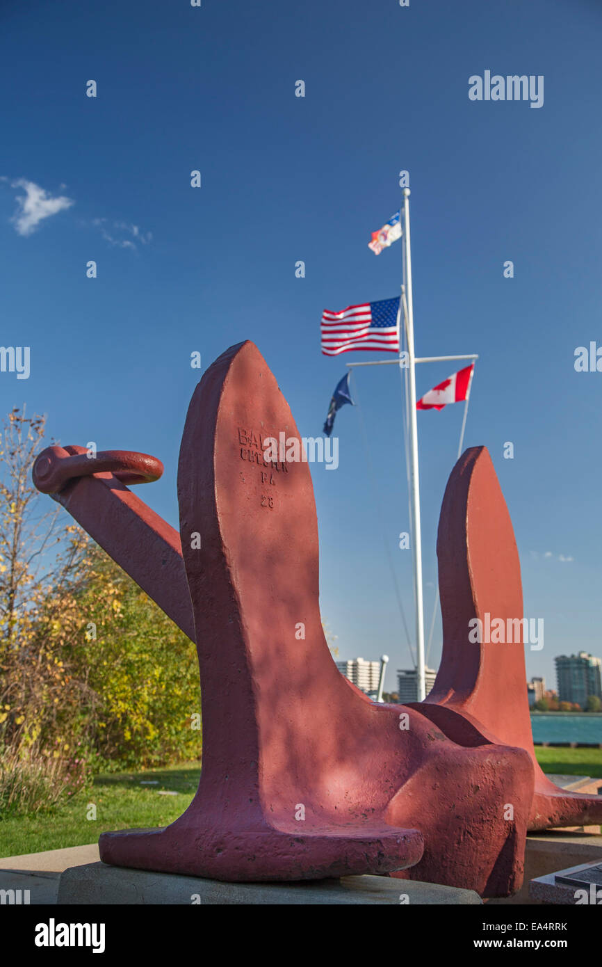 Detroit, Michigan - The bow anchor of the S.S. Edmund Fitzgerald. Stock Photo