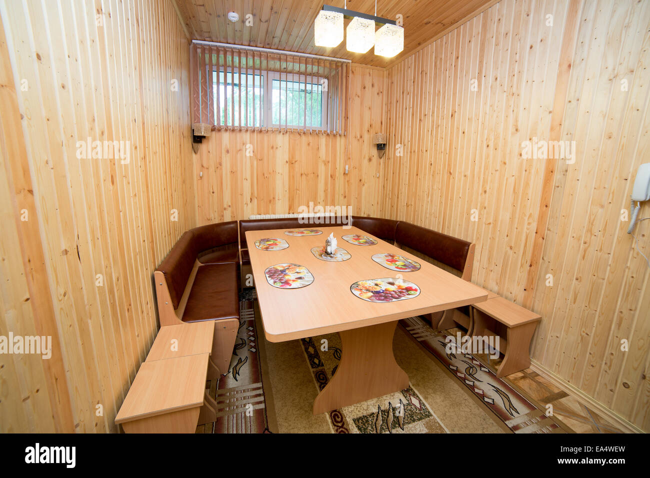Wooden house interior Stock Photo Alamy