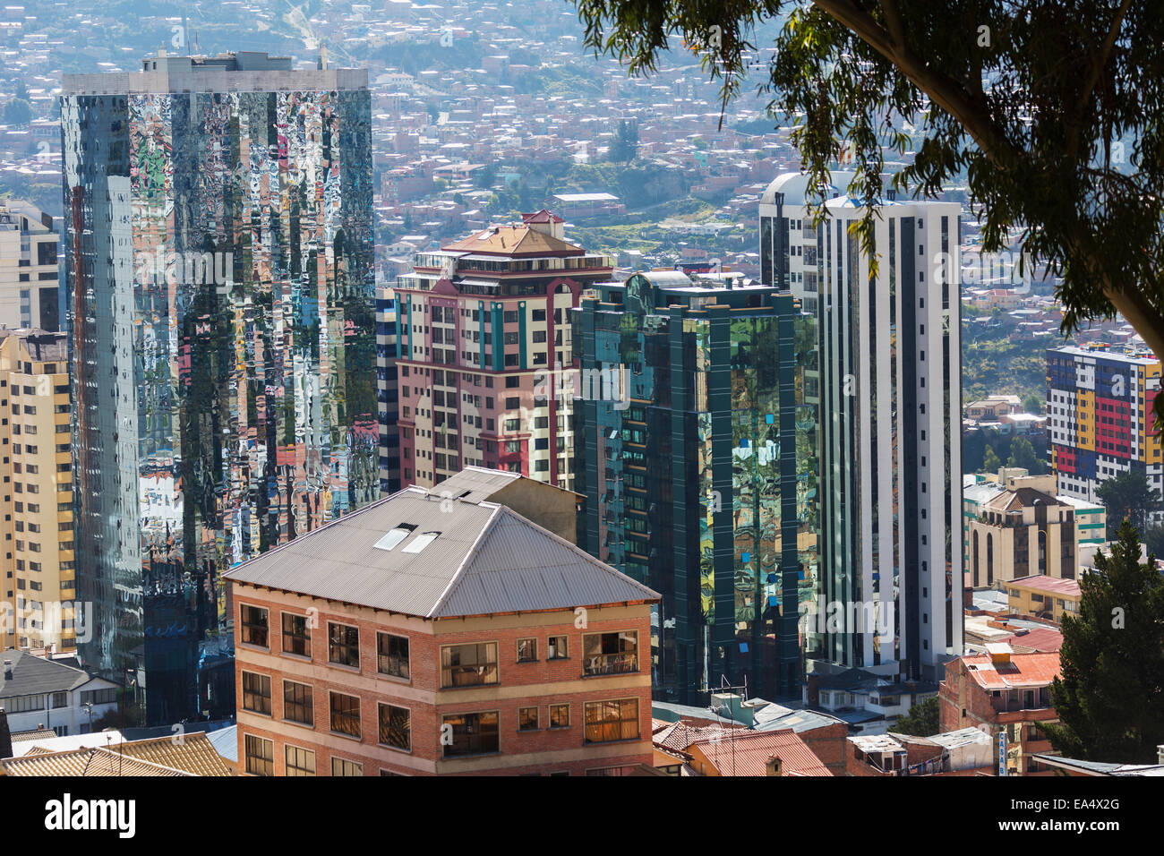 The buildings of downtown La Paz; La Paz, Bolivia Stock Photo