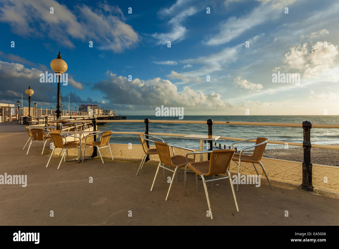 Afternoon at the Worthing Pier, West Sussex, England. Stock Photo