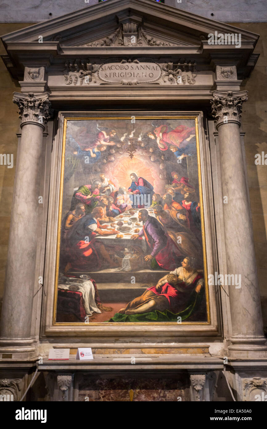 Last Supper painting by the Venetian Tintoretto. Lucca 