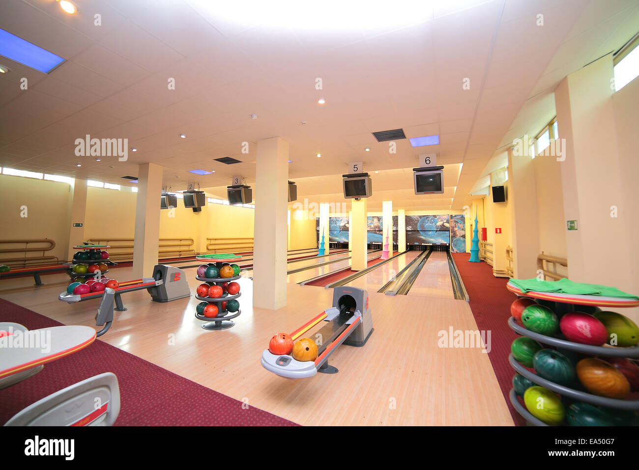 Bowling lane Stock Photo